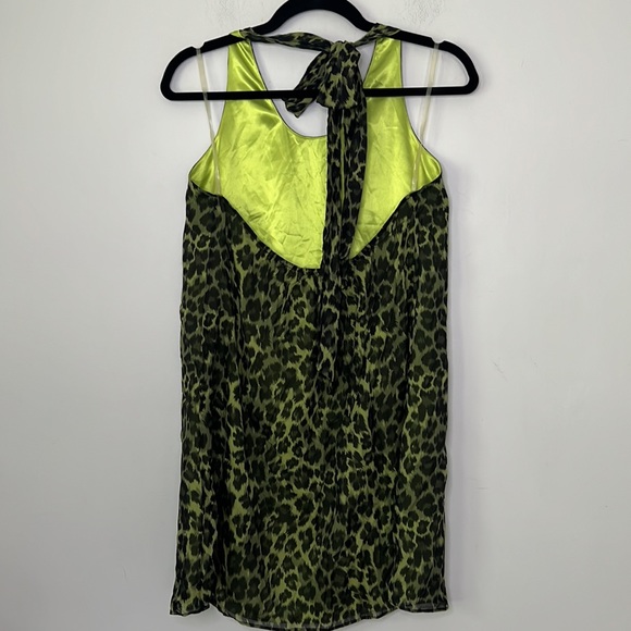 Alice + Olivia Y2K Green Trina Leopard Halter Night Out Dress - Picture 7 of 12